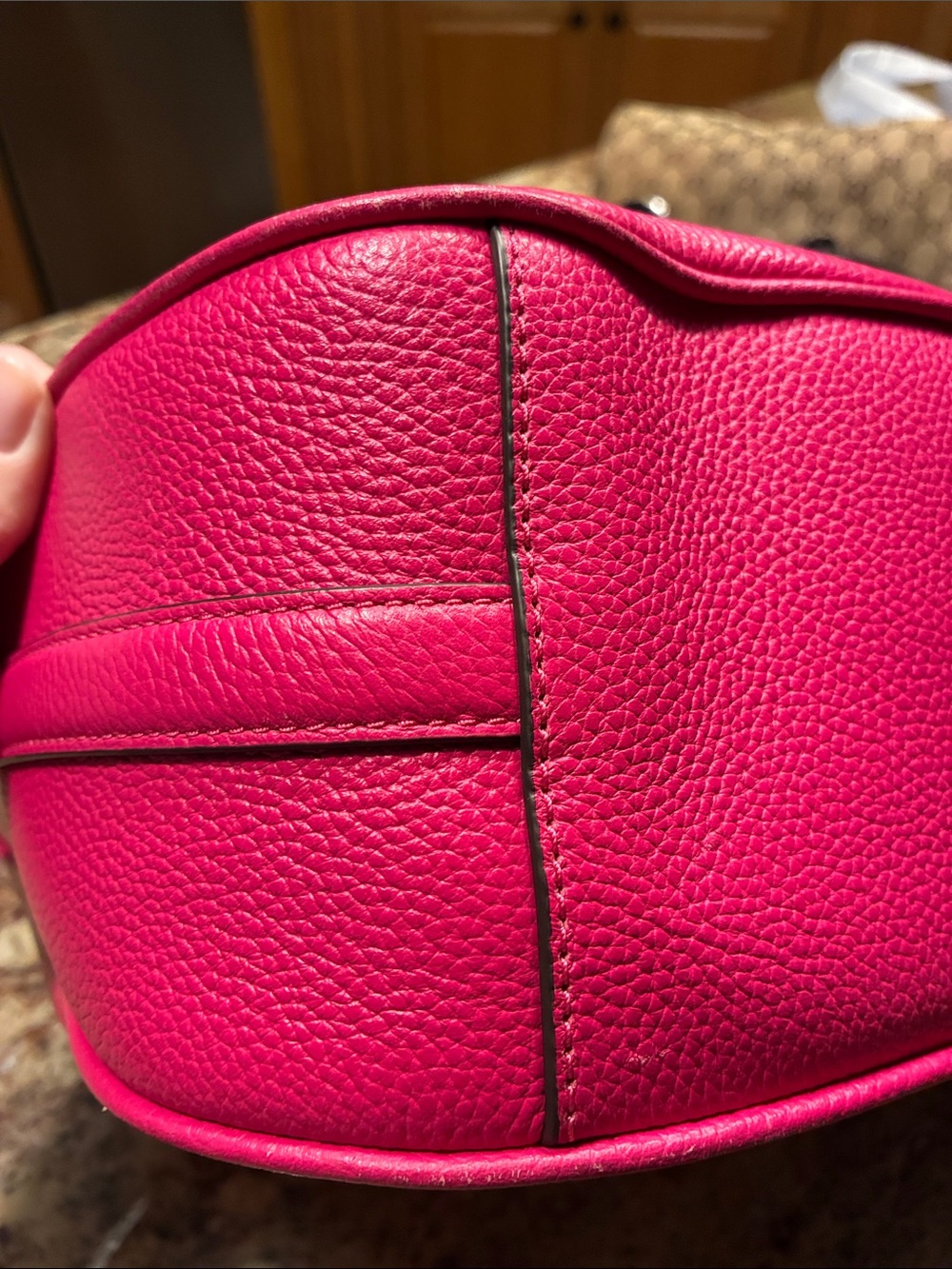 Kate Spade Hot Pink Leather Hobo Shoulder Bag with crossbody strap - Picture 6 of 8